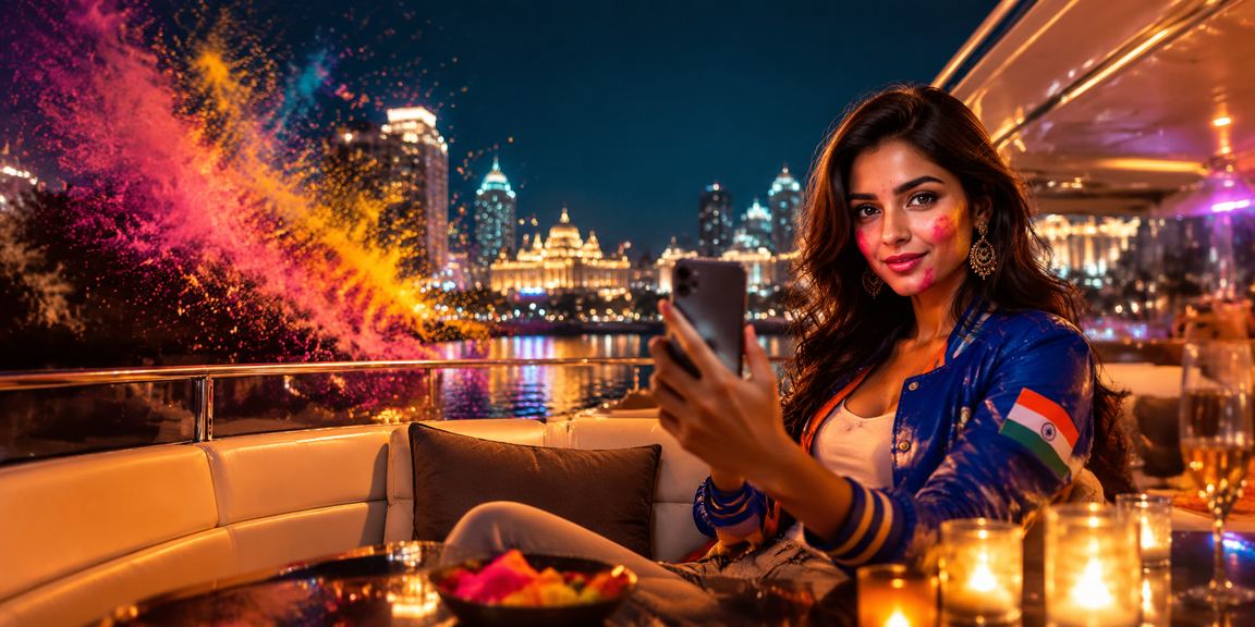 Mobile payment through UPI app in Bangalore during Holi festival